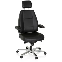 Arbeitsstuhl / Chefsessel 24 HOURS Leder schwarz hjh OFFICE