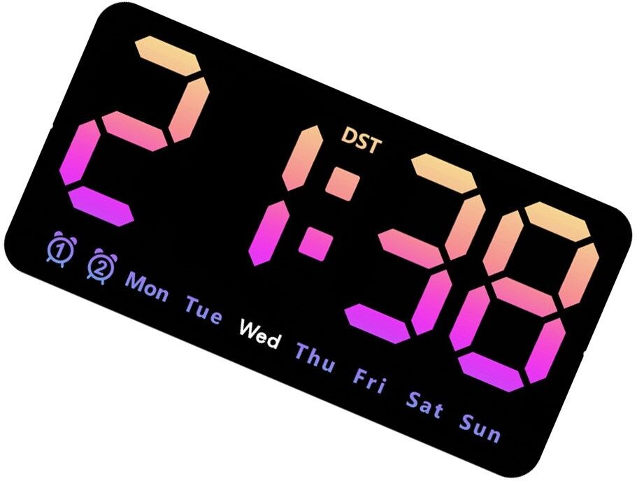 INF Multifunktionswecker mit großem Display, Temperatur, Mondphase, Weckfunktion und Wand- oder Standmontage