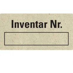 Dreifke® Inventaretikett Inventar-Nr., mit Beschriftungsfeld, natur, Graspapier, 40x20mm, 16/Bogen