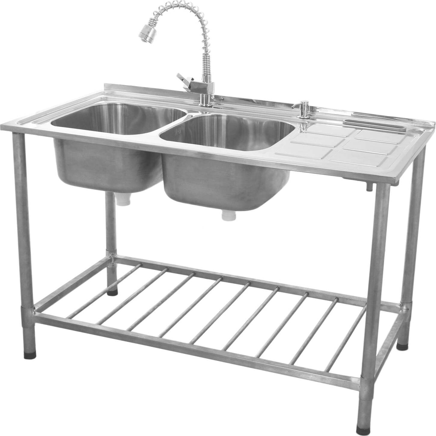 KuKoo Spoeltafel professionele spoelbak met afvoergedeelte aan de rechterkant