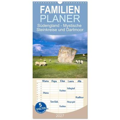 Familienplaner 2027 - Südengland - Mystische Steinkreise und Dartmoor mit 5 Spalten (Wandkalender, 21 x 45 cm) CALVENDO