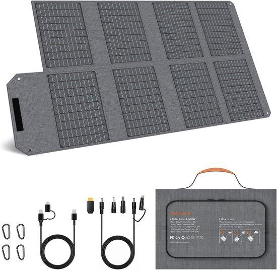 Tragbares Solarpanel - Schwarz - 32 x 24,5 x 6,5 cm - Faltbares Solar-Ladegerät mit USB-C-, USB-A- und DC-Ausgängen - Für Camping und Outdoor-Aktivitäten