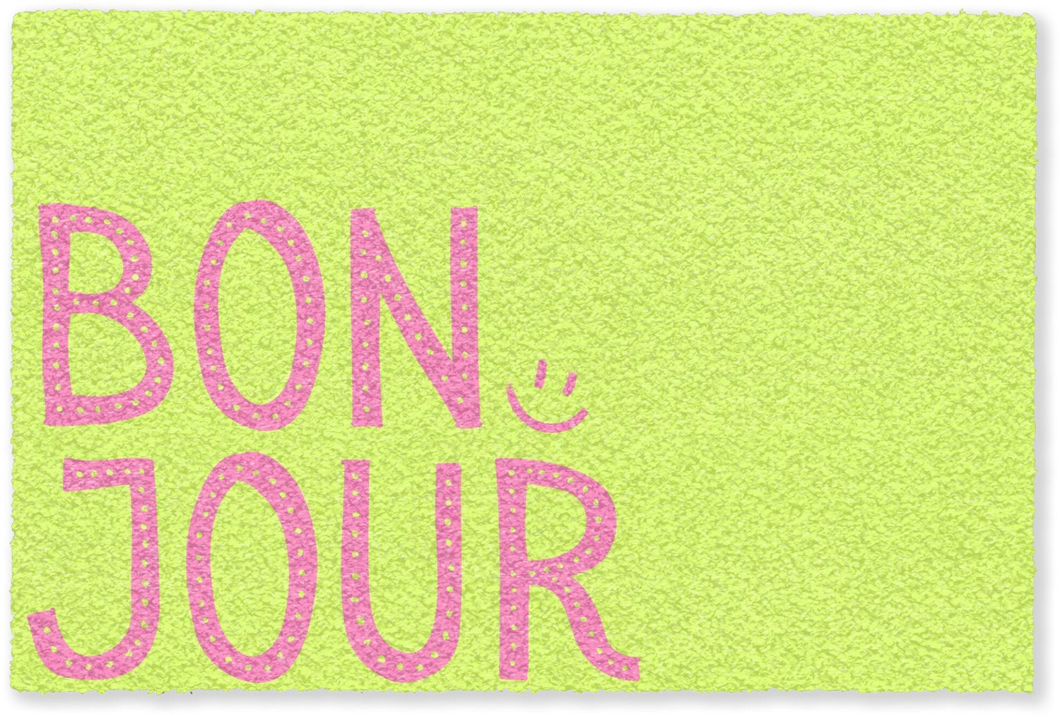 Bonjour Smiley Deurmat voor binnen - Groen en Roze - 90 x 60 cm