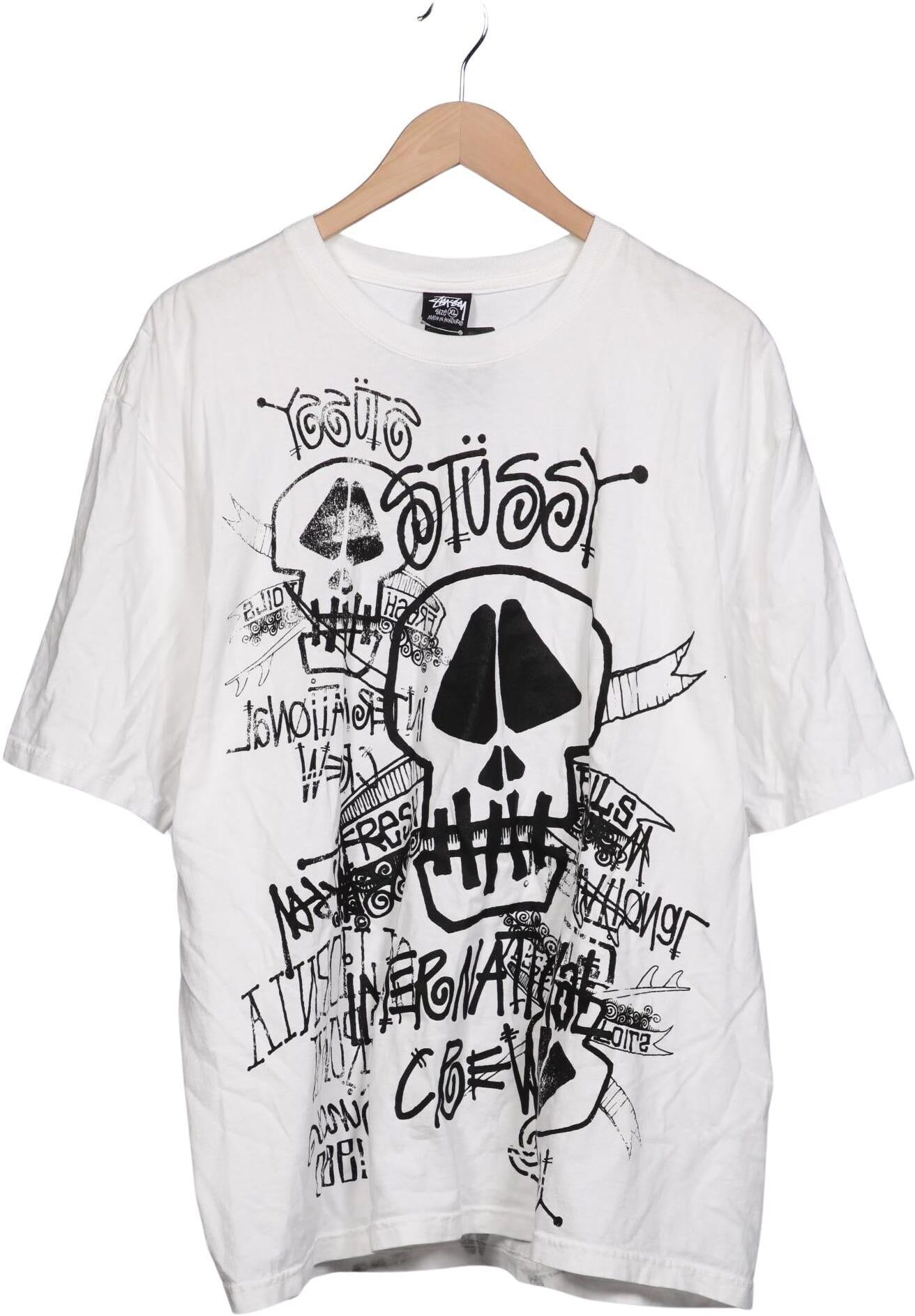 Stüssy Herren T-Shirt, Weiß, Gr. XL, Baumwolle - Second Hand