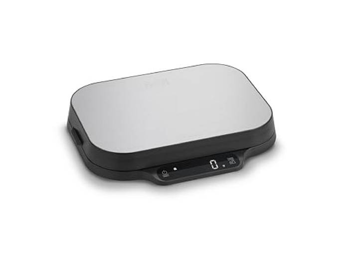CASO KitchenDuo - 2 in 1 Küchenwaage inkl. Feinwaage, normale Wiegeskala 15kg in 1 g Schritten, Feinwaage bis 1 kg in 0,1 g Schritten, Hold Funktion, Gramm, Oz, ml, Edelstahl-Oberfläche