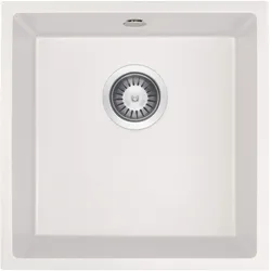 Neuesbad Granitspüle zum Unterbau 440x440x194 3, 5'', Alabaster, mit Raumsparsiphon NB1DEZQAA10A1