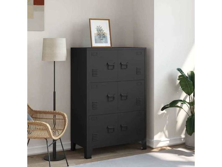 Lemon Coffre de rangement vidaxl Malle de rangement industriel Noir 75x40x115 cm Métal CCL41058652