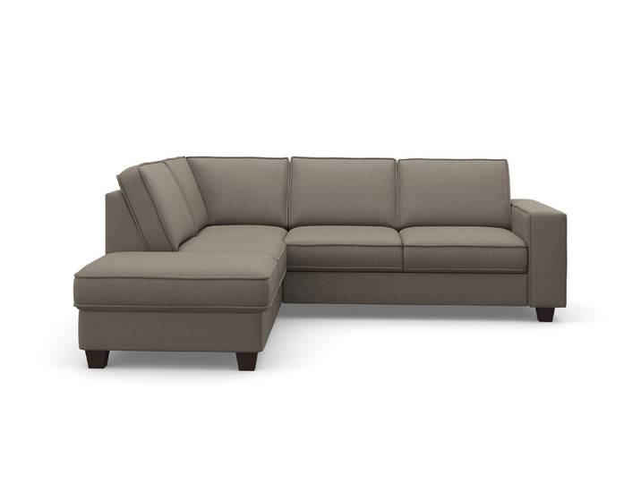 Ecksofa, Luxus-Microfaser, Braun (Savannah) 236×213 cm, Ottomane Wahlweise, Mit Bettkasten, Modern, Home-affaire