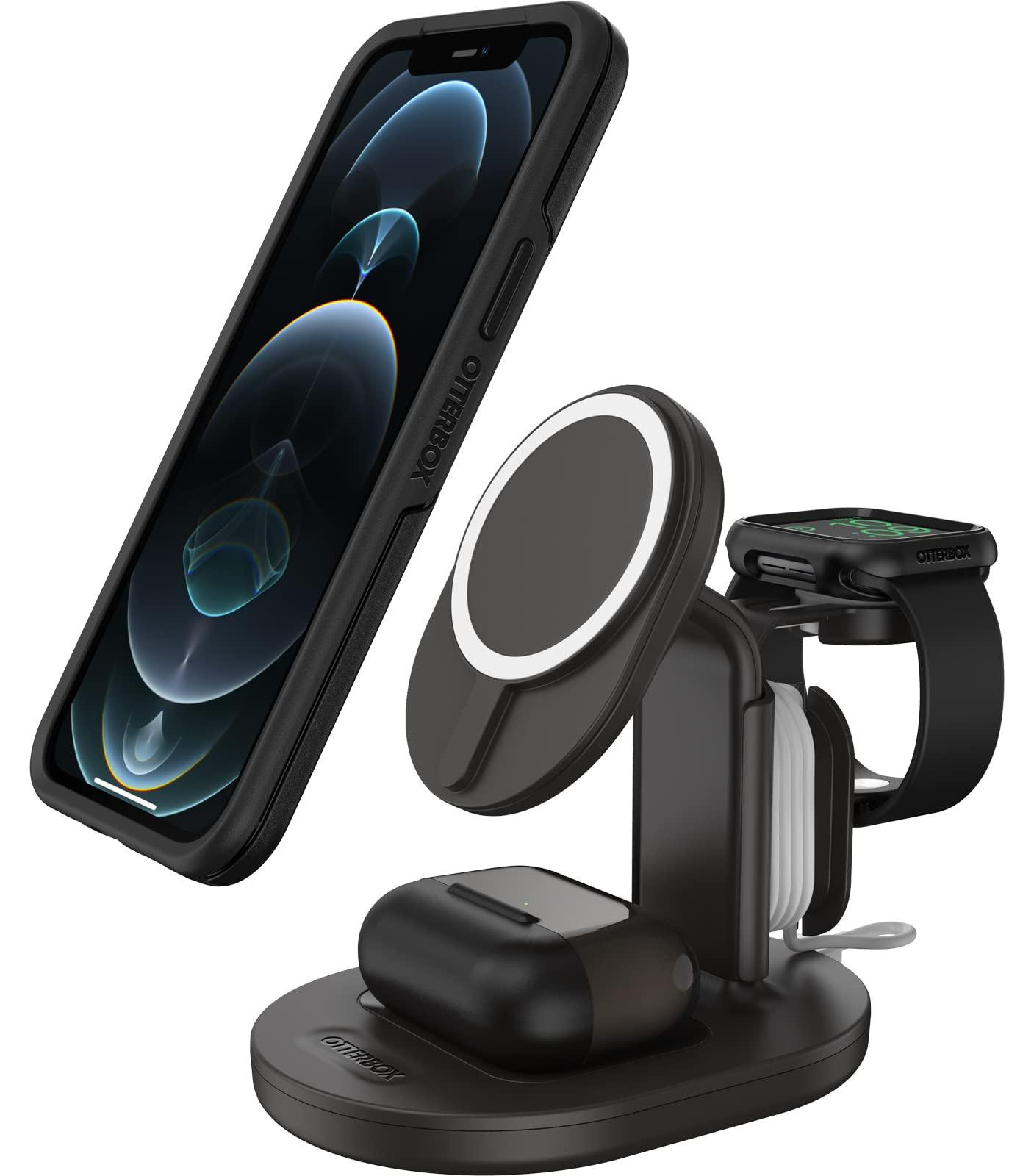OtterBox inductielader met MagSafe-technologie voor iPhone, AirPods en smartwatch, USB-ingang, antislip en vingerafdrukbestendig