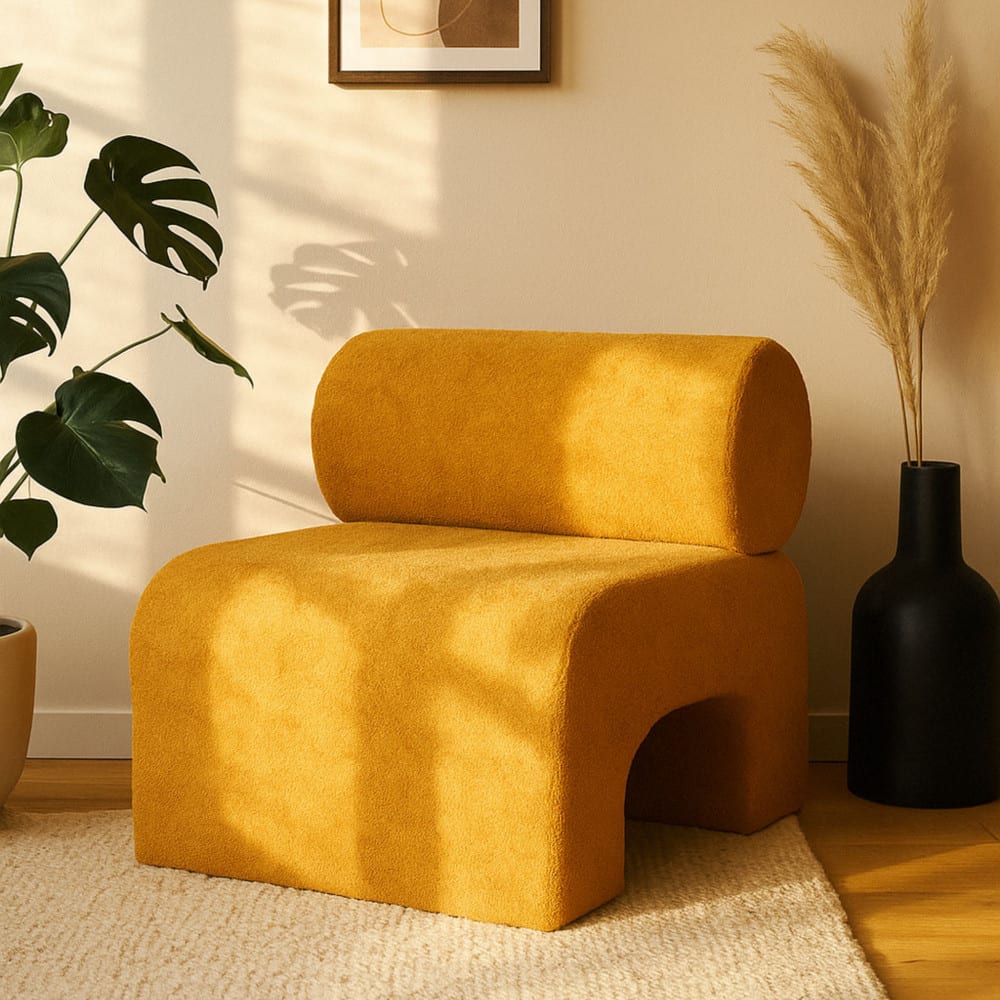 Drawer Fauteuil en tissu doux - jaune moutarde Jaune 66x67x76cm