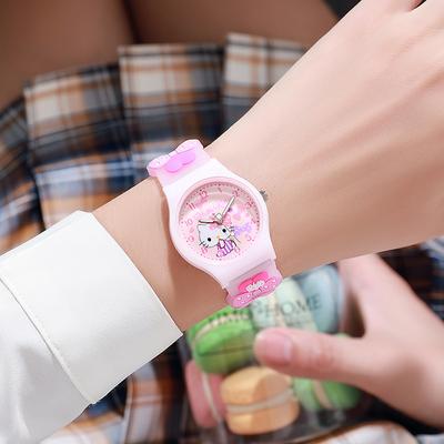 Tiny Tots Teens Trends Cinnamoroll Kuromi Melody Girls Watch, 3D Hello Kitty Children Watches With Box e