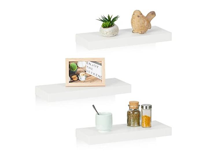 Relaxdays Étagères murales\, Lot de 3\, L x P : 38 x 15 cm\, décoration Murale\, Design Moderne\, Rangement\, Support\, Blanc