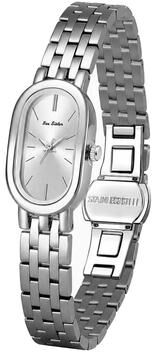 Inspired Deals Vintage Women's Oval Quartz Watch Gold Bracelet Dress Watch With Butterfly Clasp silver White