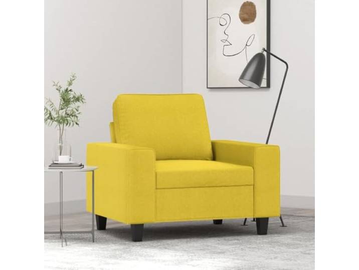 HEFZGDB Heller gelber Sessel 60 cm Stoff Bezug strapazierfähig atmungsaktiv Metallgestell robust stabil dick gepolstert Sitzfläche Armlehnen Rückenkissen modernes Design Wohnzimmer
