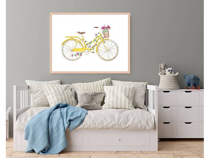 Tableau déco Yellow Bicycle 63 x 83cm Multicolore
