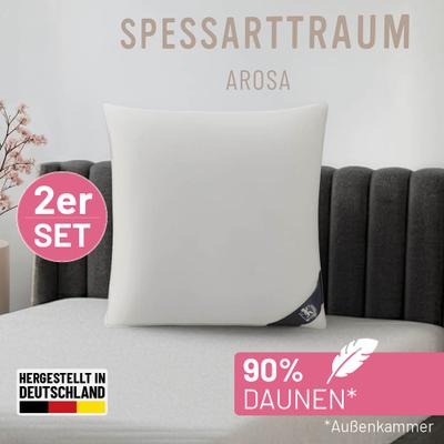 3-Kammer-Kopfkissen SPESSARTTRAUM "Arosa Sparset", weiß, B:80cm L:80cm, Bezug Außenkissen: 100% Baumwolle. Füllung Außenkammer: 90% Daunen, 10% Federn. Füllung Innenkammer: 100% Federn, Kopfkissen, Kissen 40x80, 80x80 cm & weitere Größen