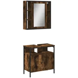 vidaXL 2-tlg. Badmöbel-Set Räuchereiche Holzwerkstoff 30x60x60cm