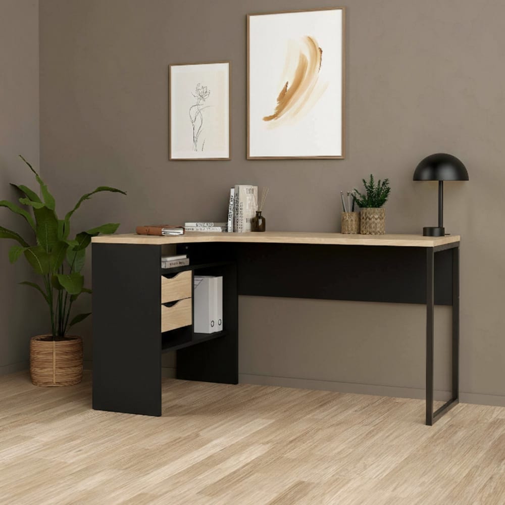 Dmora Bureau en bois noir 145x81x77h cm Noir 145x77x81cm