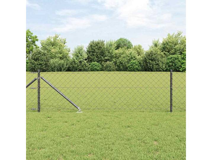 vidaXL Maschendrahtzaun mit Stacheln 10 x 0,8 m Grau Netz