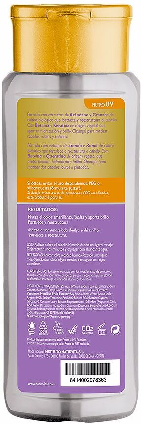 Naturvital loiro prateado Shampoo Matizante 400 ml