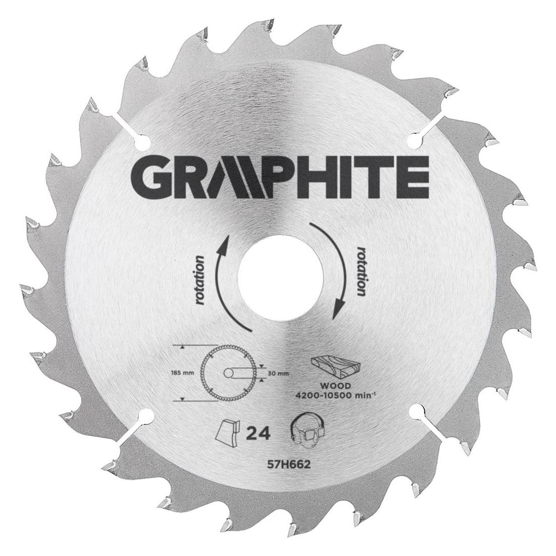 Graphite Graphit-Kreissägeblatt 185x30 mm, 24 Zähne - 57H662 (TOP-57H662)