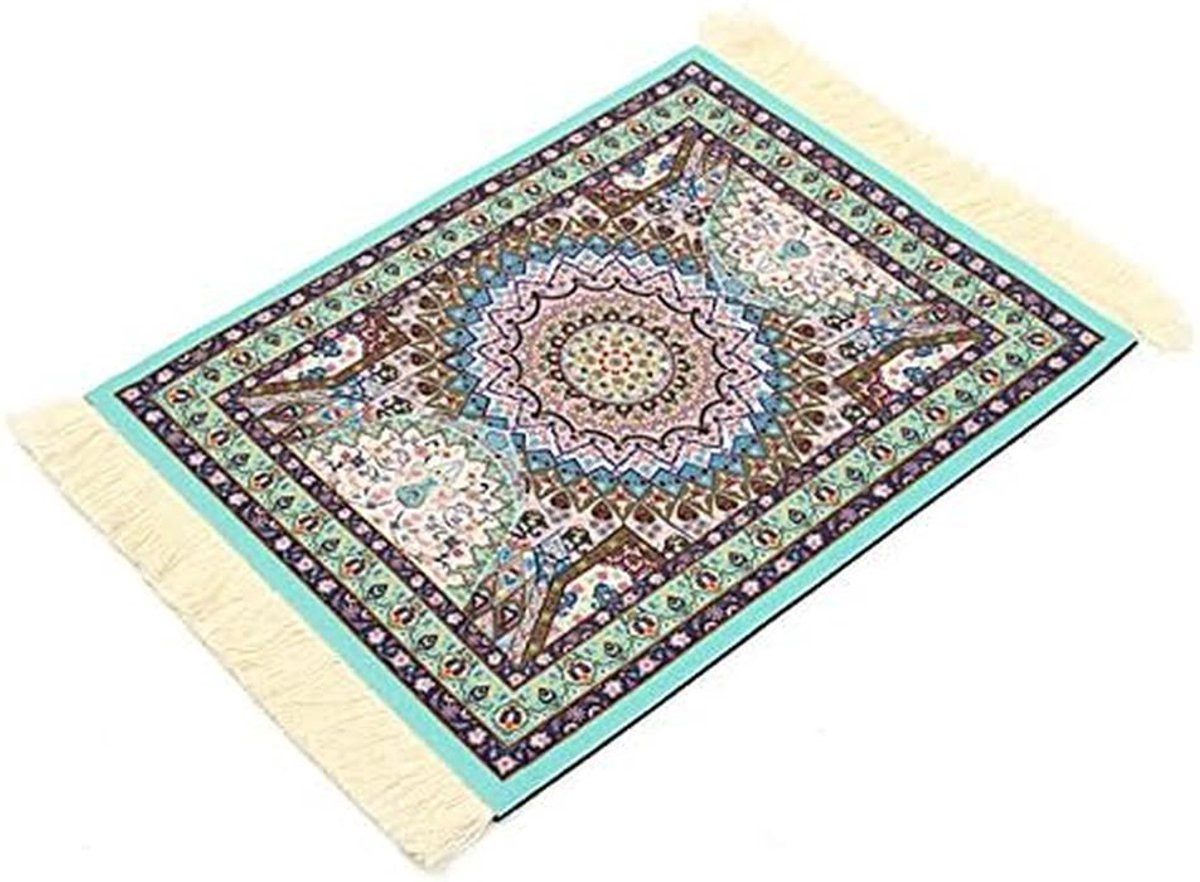 Lichtblauwe Muismat met Perzisch Tapijt Design, 28 x 18 cm