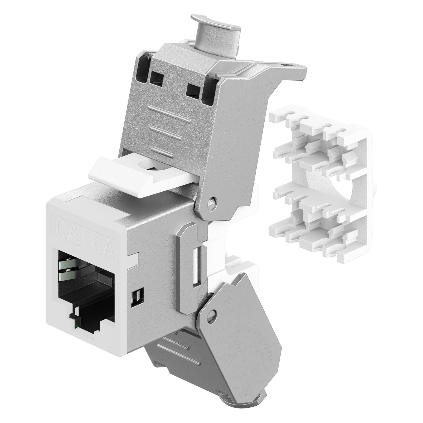 Goobay Keystone-Modul RJ45 CAT 6A, STP, Slim, weiss (77949)
