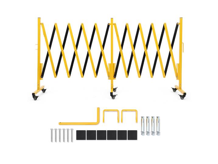 Barrière extensible en métal de 16 pieds, barrière de sécurité pliable avec roulettes, barrière mobile, clôture de circulation réglable