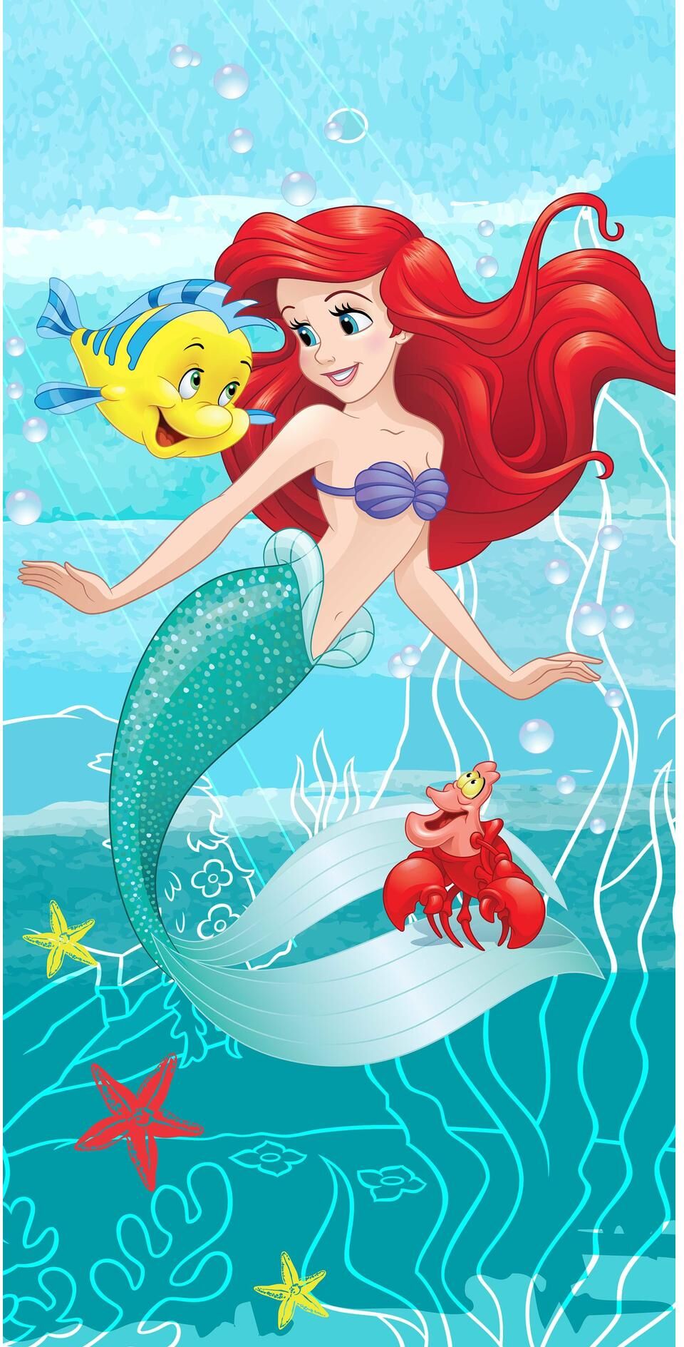 Badetuch "Jerry Fabrics Ariel Friends 70 x 140 cm", Baby, Gr. B/L: 70cmx140cm, 1 Stk., bunt (blau, rot), Baumwolle, Handtücher Badetuch blau, rot B/L: 70cmx140cm, 1 Stk.