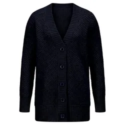 Long-Strickjacke aus Schurwolle und Kaschmir Fadenmeister Berlin blau, 44