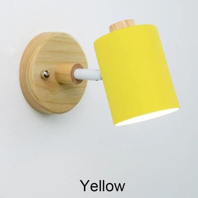 Uplift Treasures Nordic Wooden GU10 Wall Lamp With Pull Switch yellow warm White (2700 3500k) zip Switch