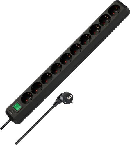 Brennenstuhl 1159300010 Steckdosenleiste mit Schalter 10fach Schwarz Schutzkontakt 1 St.