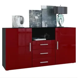 SIDEBOARD Skadu Front in Bordeaux Hochglanz