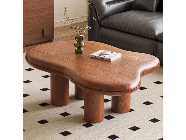 Table Basse Design Moderne – Table de Salon Bois Forme Organique Table d'Appoint Café Style Contemporain pour Salon