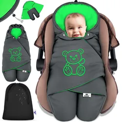 KIDIZ® Baby Einschlagdecke Babyschale Winter Herbst Babydecke mit Kapuze & Tasche Universal Fußsack kompatibel mit Maxi-Cosi, Römer, Buggy, Kinderwagen & Autositz isolierend gegen Wind, Nässe & Kälte