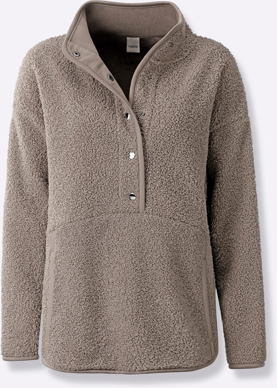 Fleeceshirt HEINE "Fleece-Shirt", Damen, Gr. 38, taupe, 100% Polyester, unifarben, Shirts Fleeceshirt taupe 38