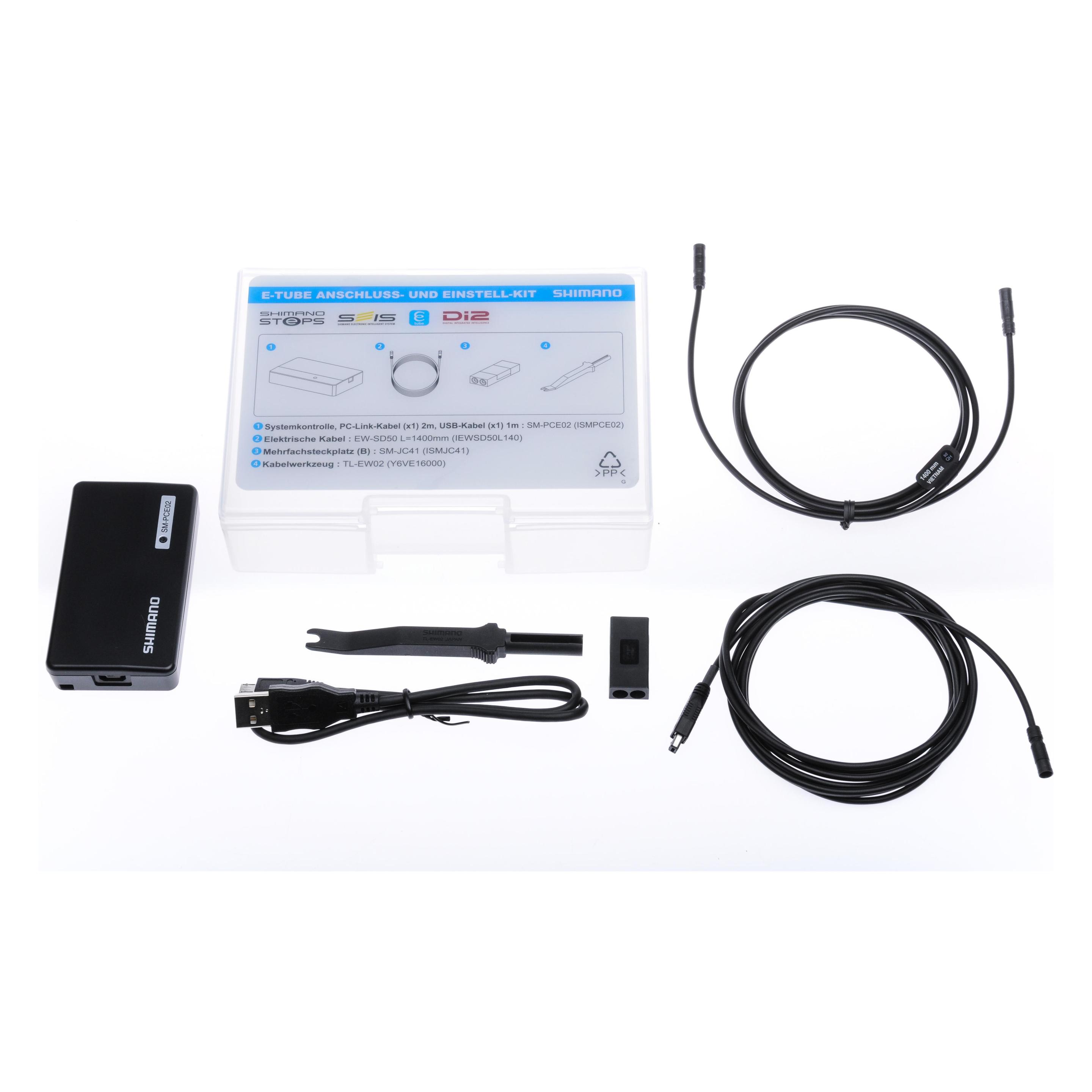 Shimano Diagnosegerät Set SM-PCE02 Di2 (SM-PCE02,EW-SD50,EW-SD300,EW-JC304,TL-E (E-Bike Adapter) (IETUBEKIT4EB)
