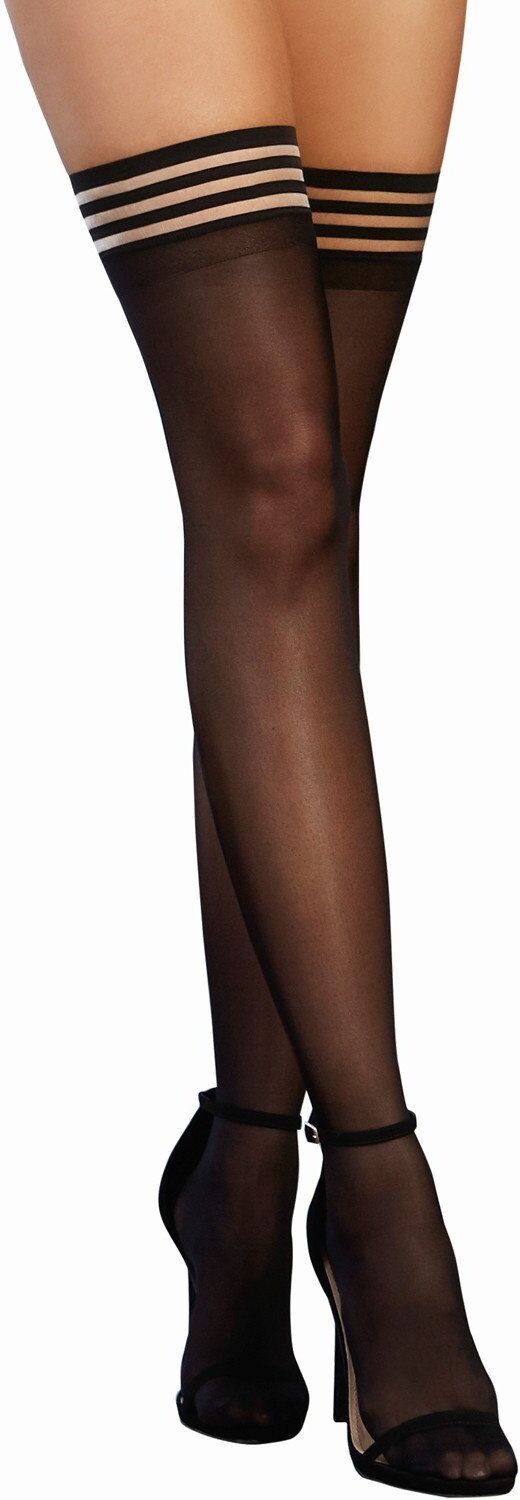 Dreamgirl Bas fins nylon jarretières élastiques rayées