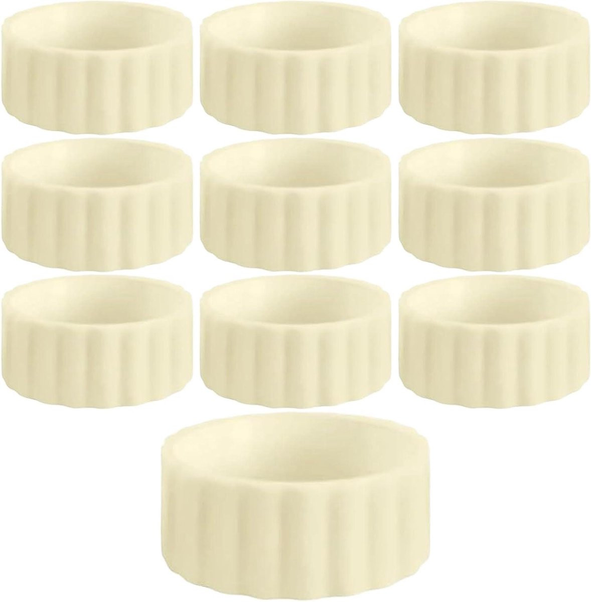 Set van 10 witte antislip siliconen kaarsgrijpers voor kaarsenhouders en tafeldecoratie