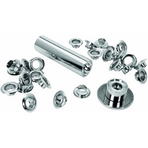 Rapid Ösen 5000411, mit Einschlagwerkzeug, Ø 8 mm, Länge 3 mm, mit Scheibe, 25 Stück