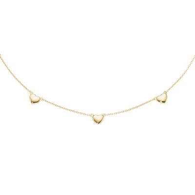 Kette mit Anhänger FIRETTI "Schmuck Geschenk Silber 925 Halsschmuck Ankerkette Zwischenteile Herz", gold (gelbgoldfarben), Halsketten, Damen, Silber 925 (Sterlingsilber), L: 45 B: 1mm, B:1mm