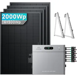 Zendure SolarFlow 2400 Pro Stromspeicher 2,4kWh Komplett system - 2000Wp ‚Äì 4 Module üî• / Ohne Erweiterungsakku / Balkon