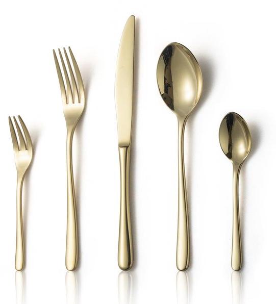 Elegantes Besteckset für 12 Personen, bestehend aus 60 Teilen, aus poliertem Edelstahl, in Champagnergold, spülmaschinenfest, ideal als Geschenk für die Mutter