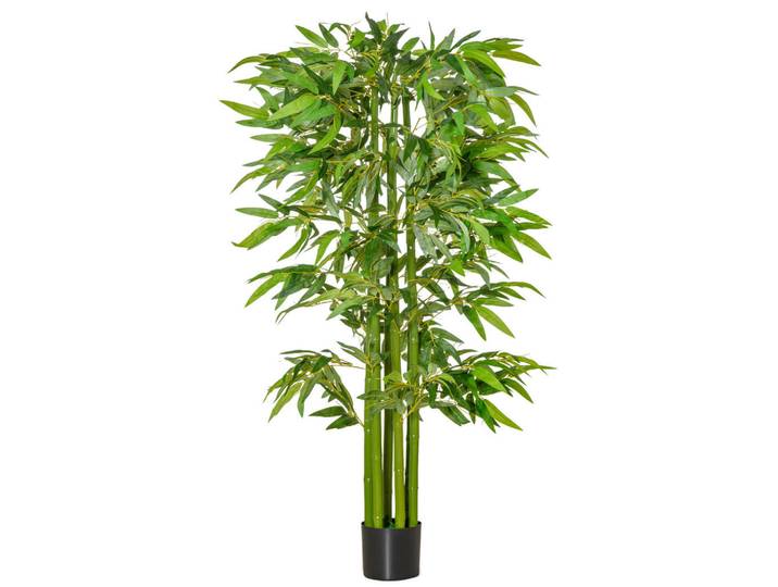 ComfortXL Kunstpflanze Bambus De-16577 XL, 1,6 m, ca. 975 dichte Blätter Grün, Kunststoff, 160 cm, Dekoration, Blumen & Blumentöpfe, Kunstpflanzen