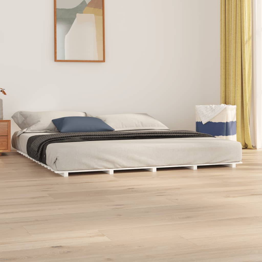 Latitude Run Lilyrae Solid Wood Platform Bed White Super King 180 x 200 cm