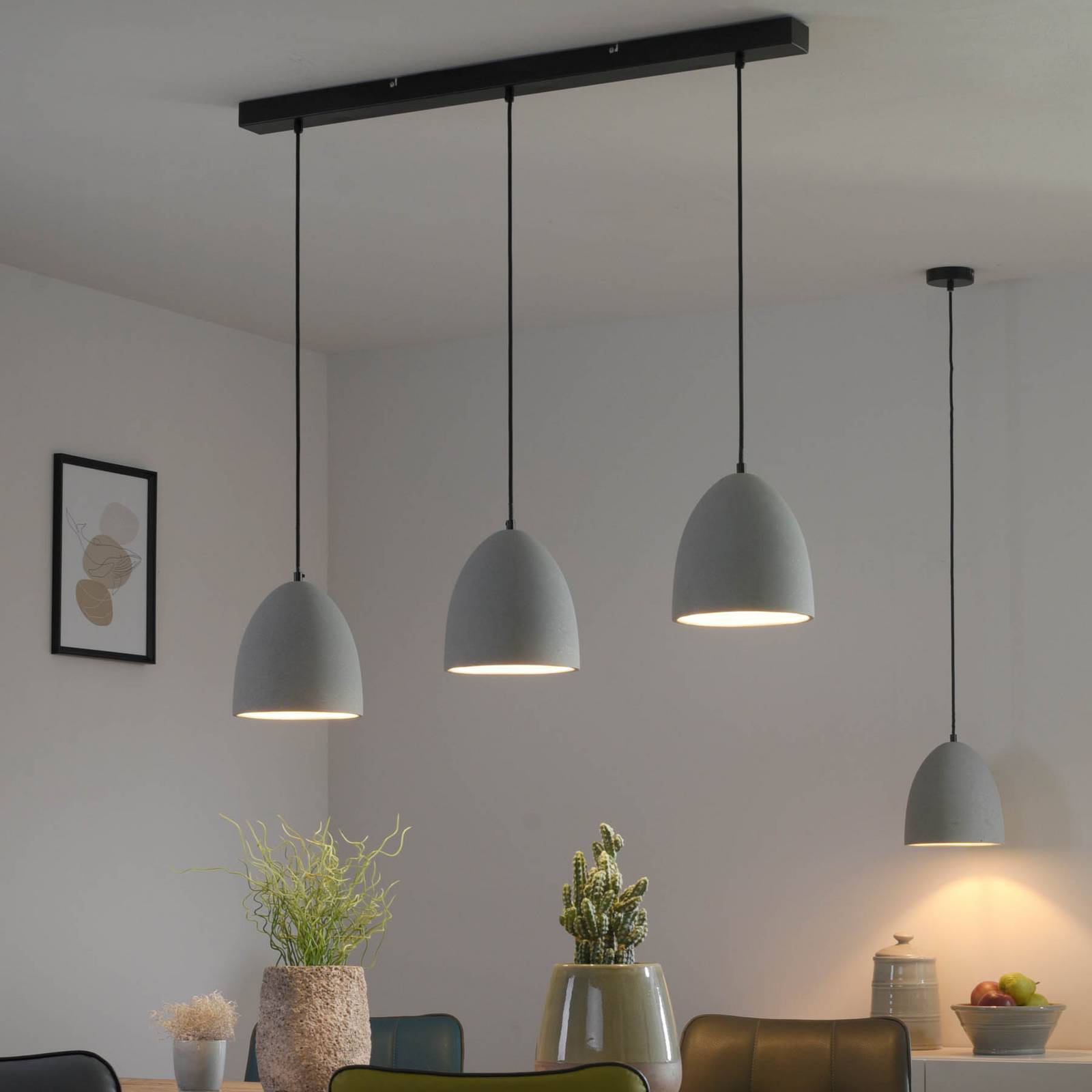 Paul Neuhaus Pendant Light Eton, dimmable, Alu / grey / zinc, Living / Dining Room, Concrete, Ceiling Light