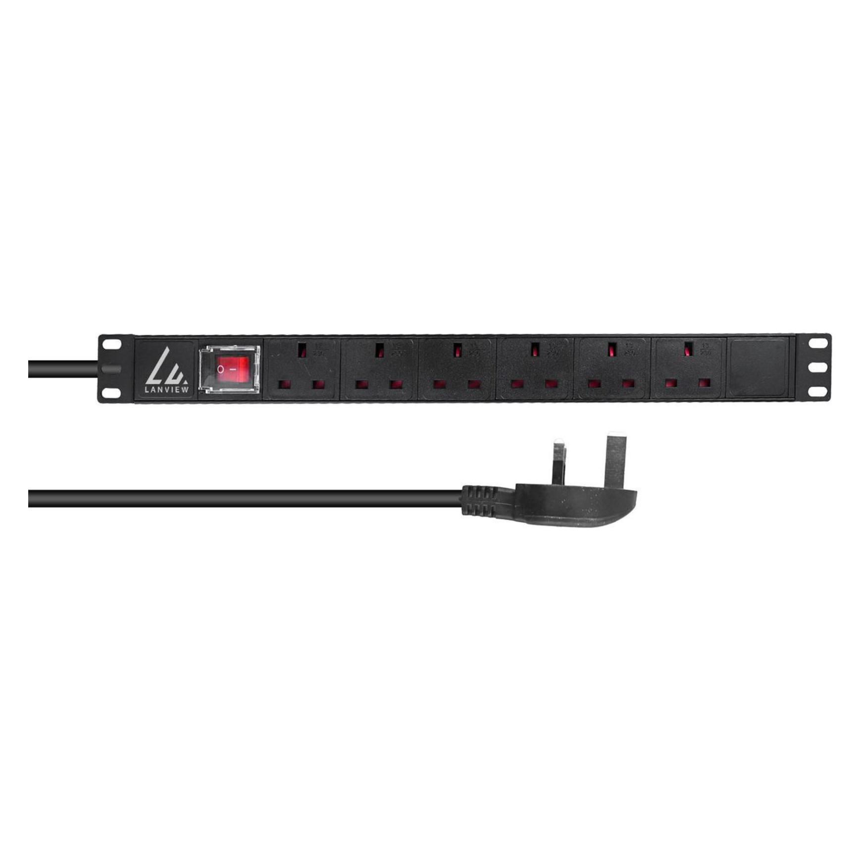 Lanview UK Rack mount power strip (LVR-3MUK-SW-UK6)