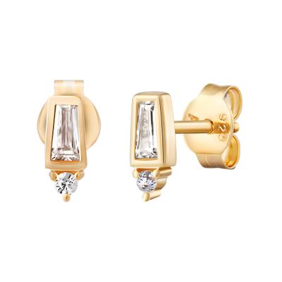 Paar Ohrstecker CAÏ "925 Sterling Silber vergoldet Zirkonia", gold (gelb, zirkonia), Ohrringe, Damen, one-size, Silber 925 (Sterlingsilber)