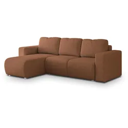 ECKSOFA RINOVA Kupferfarben Geflochtener Stoff mit Schlaffunktion