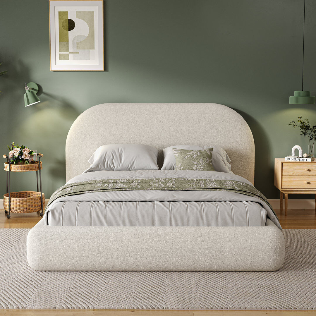 17 Stories Upholstered Ottoman Bed, Modern Ottoman Storage Bed with Gas Lift Storage, No Box Spring Required, Simple Assembly Beige King (5')